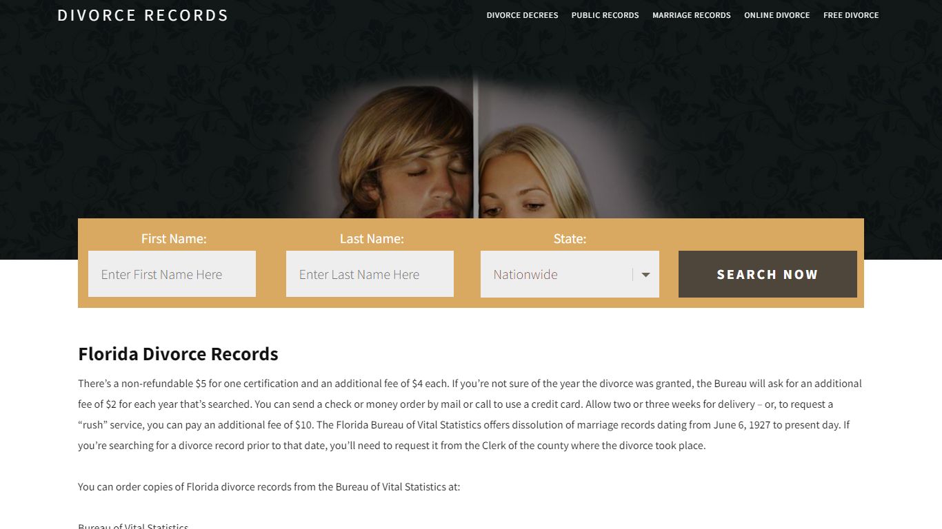 Florida Divorce Records | Enter Name & Search | 14 Days FREE